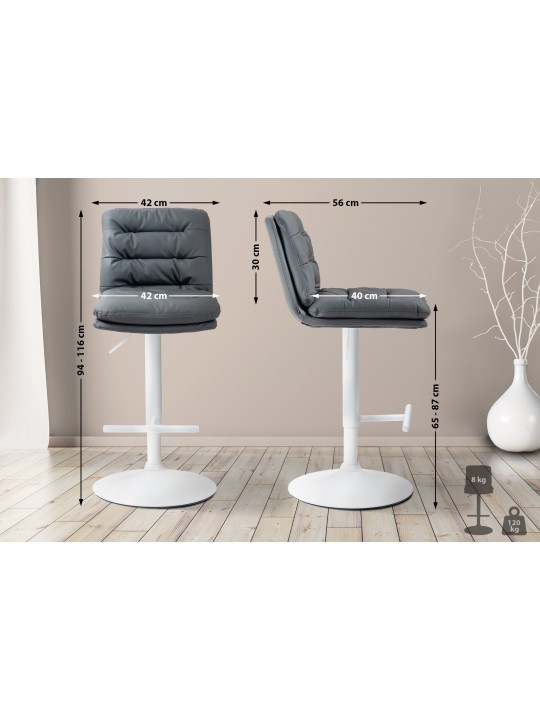Lot de 2 tabourets de bar Damar simili cuir, gris Lot de 2 tabourets de bar Damar simili cuir, gris