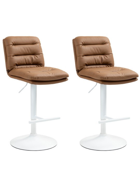 Lot de 2 tabourets de bar Damar simili cuir, brun clair Lot de 2 tabourets de bar Damar simili cuir, brun clair