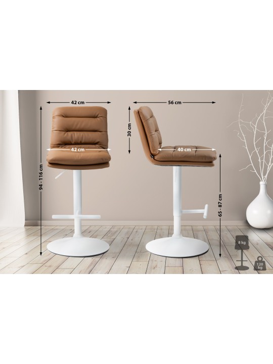Lot de 2 tabourets de bar Damar simili cuir, brun clair Lot de 2 tabourets de bar Damar simili cuir, brun clair