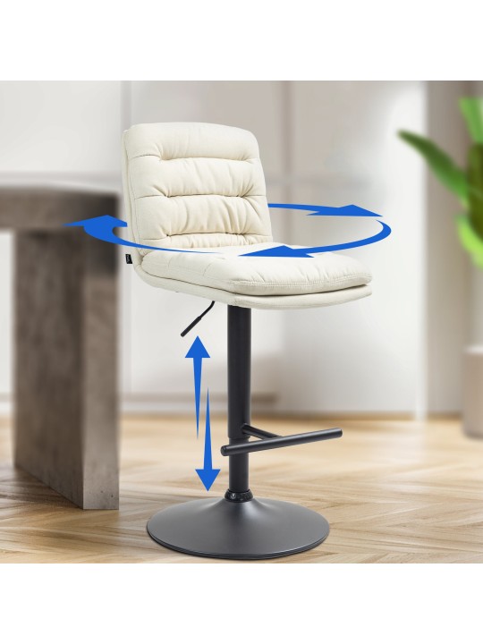 Lot de 2 tabourets de bar tissu Damar, crème