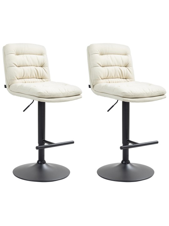 Lot de 2 tabourets de bar tissu Damar, crème