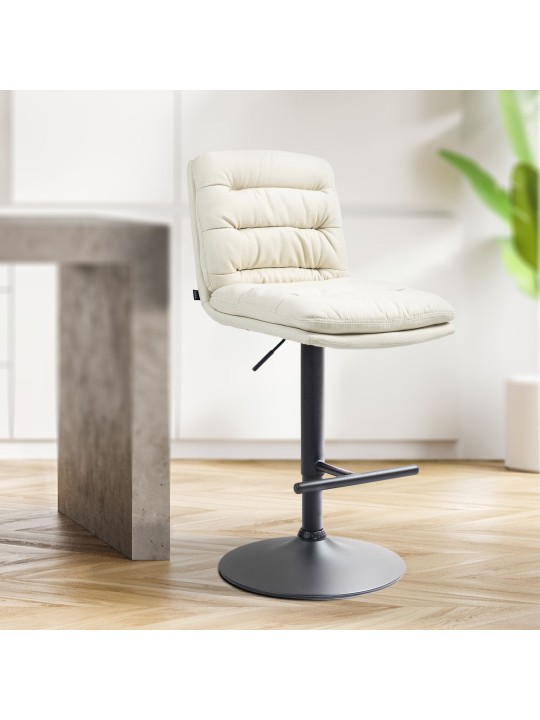 Lot de 2 tabourets de bar tissu Damar, crème