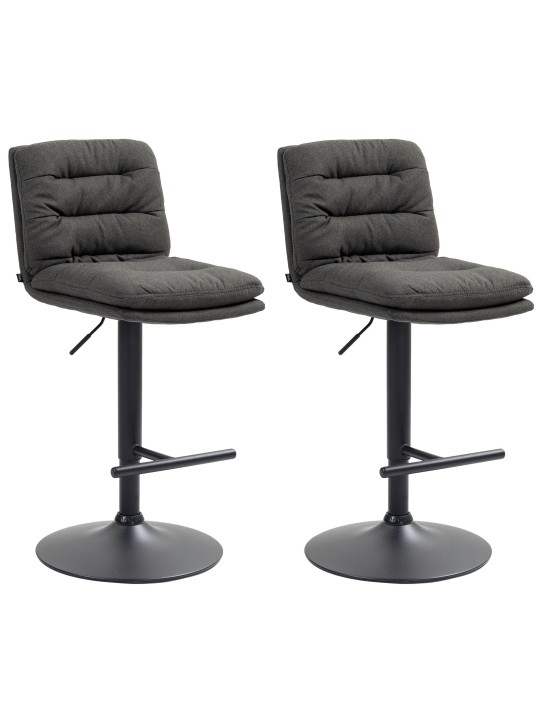 Lot de 2 tabourets de bar tissu Damar, gris foncé
