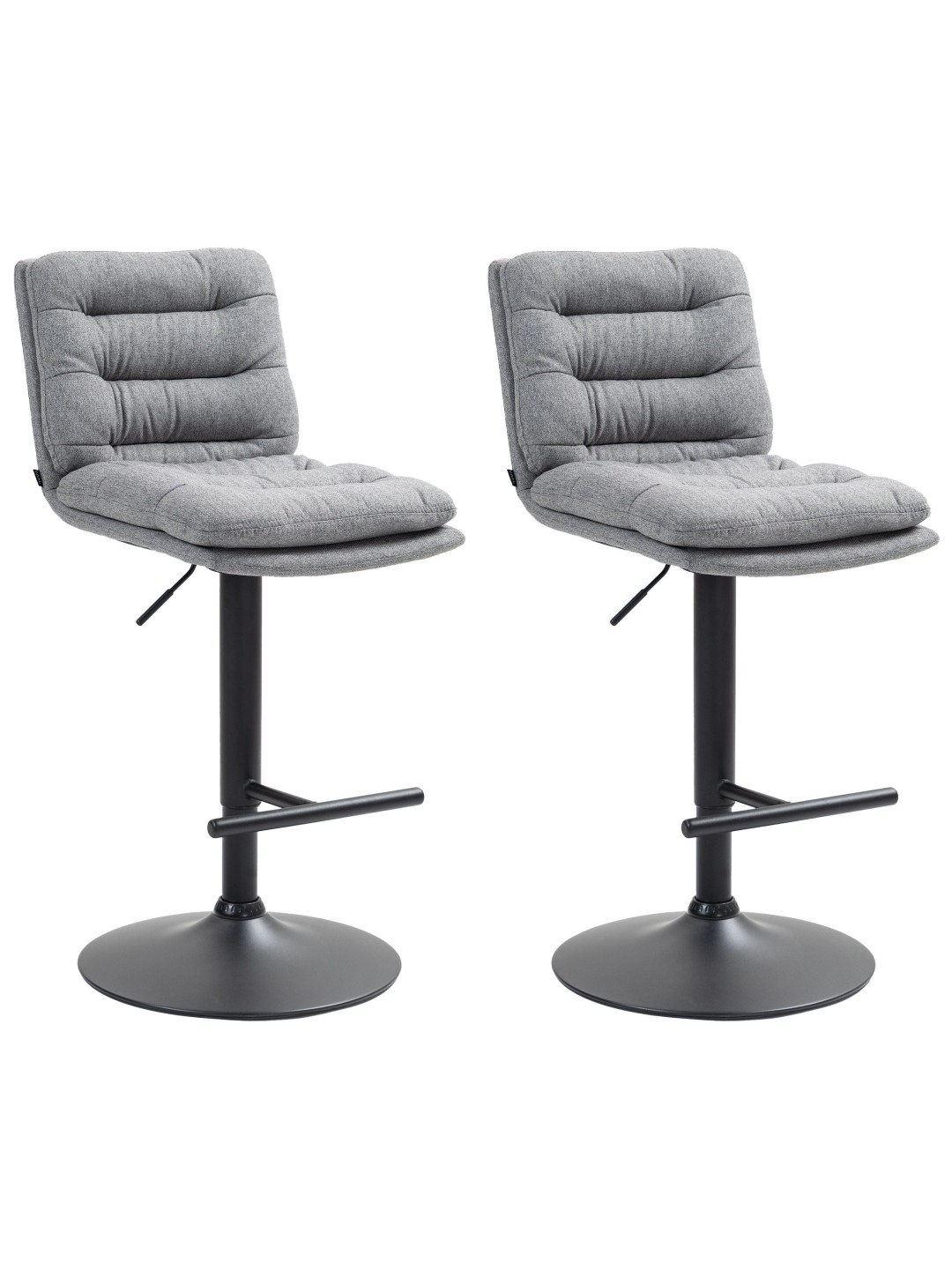 Lot de 2 tabourets de bar tissu Damar, gris