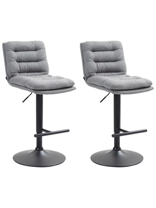 Lot de 2 tabourets de bar tissu Damar, gris Lot de 2 tabourets de bar tissu Damar, gris