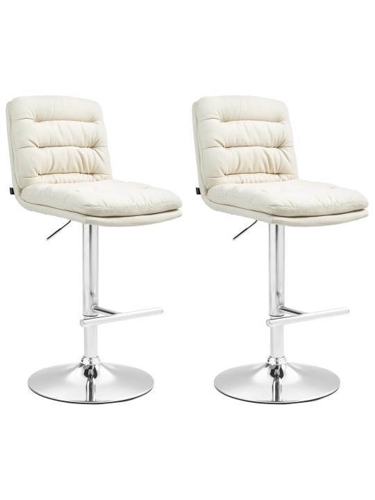 Lot de 2 tabourets de bar Damar tissu chrome, crème Lot de 2 tabourets de bar Damar tissu chrome, crème
