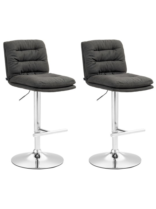Lot de 2 tabourets de bar Damar tissu chrome, gris foncé Lot de 2 tabourets de bar Damar tissu chrome, gris foncé