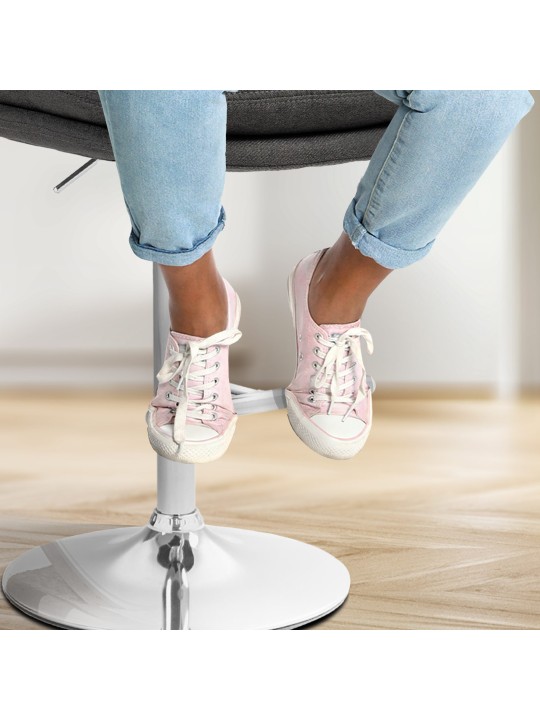 Lot de 2 tabourets de bar Damar tissu chrome, gris foncé Lot de 2 tabourets de bar Damar tissu chrome, gris foncé