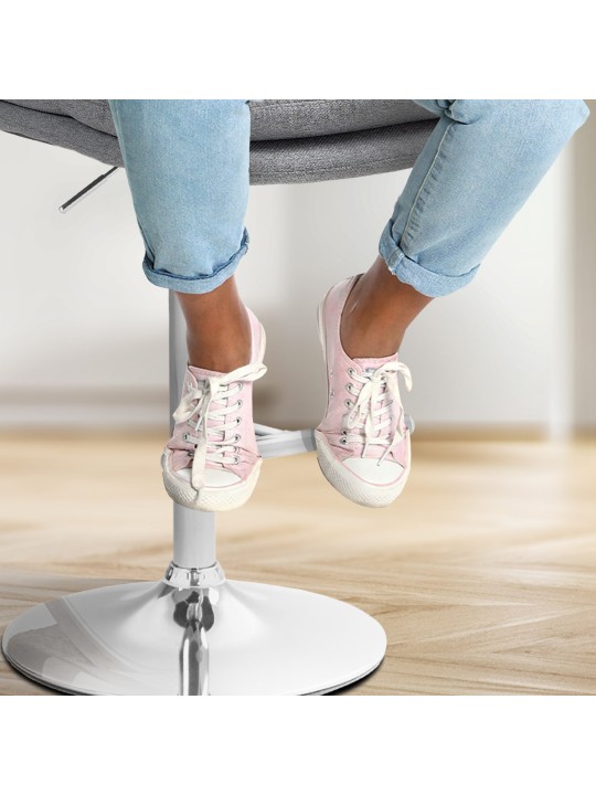 Lot de 2 tabourets de bar Damar tissu chrome, gris Lot de 2 tabourets de bar Damar tissu chrome, gris