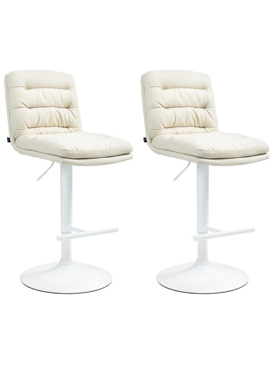 Lot de 2 tabourets de bar tissu Damar, crème