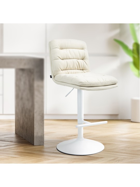 Lot de 2 tabourets de bar tissu Damar, crème