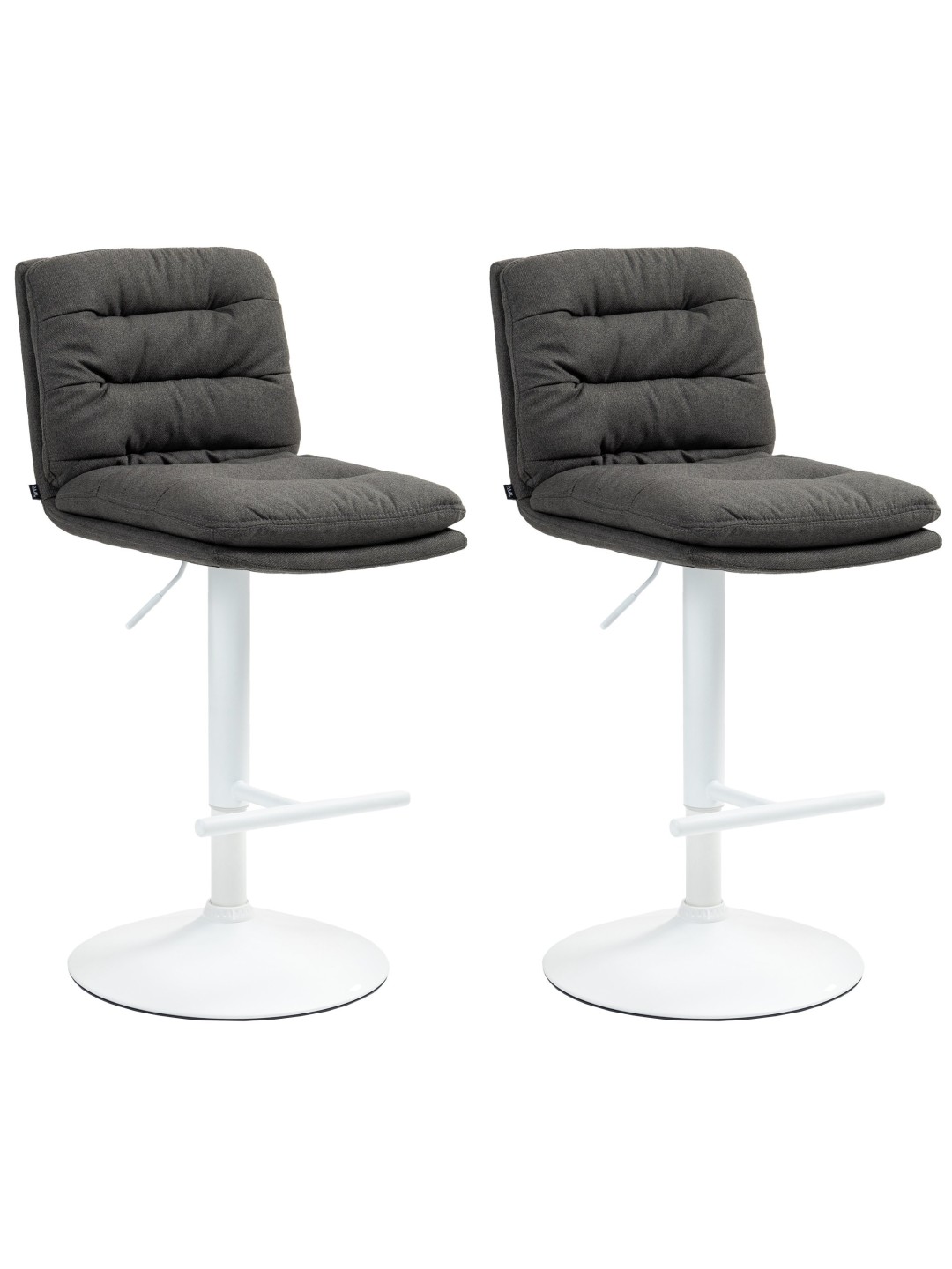Lot de 2 tabourets de bar tissu Damar, gris foncé