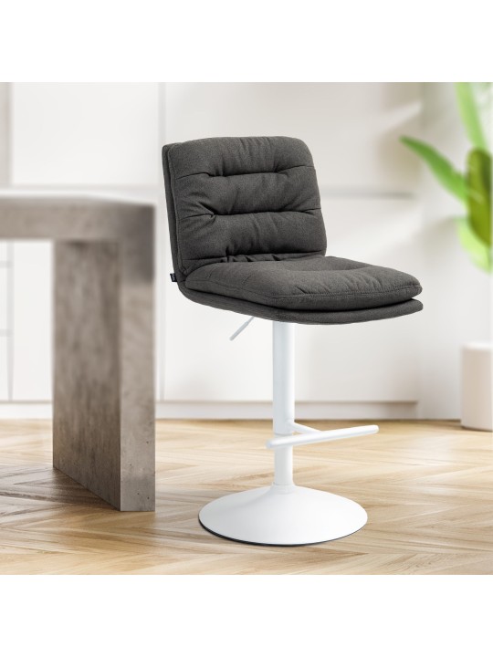 Lot de 2 tabourets de bar tissu Damar, gris foncé