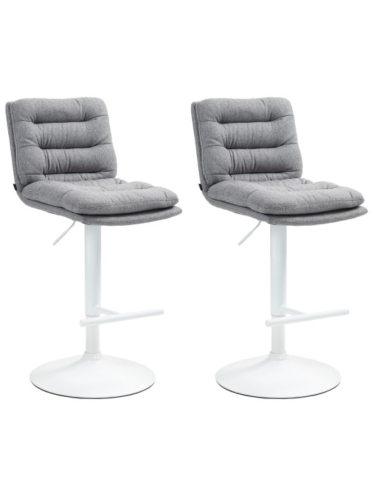 Lot de 2 tabourets de bar tissu Damar, gris
