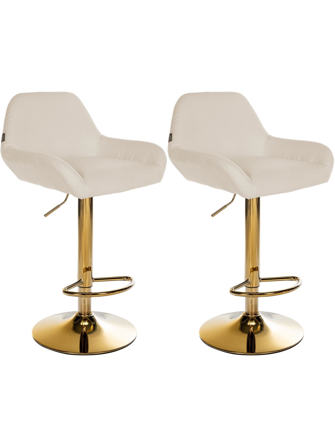 Lot de 2 Tabourets de Bar Braga Tissu Doré, crème