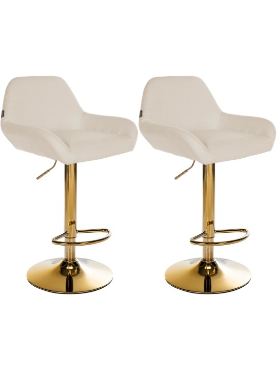 Lot de 2 Tabourets de Bar Braga Tissu Doré, crème Lot de 2 Tabourets de Bar Braga Tissu Doré, crème