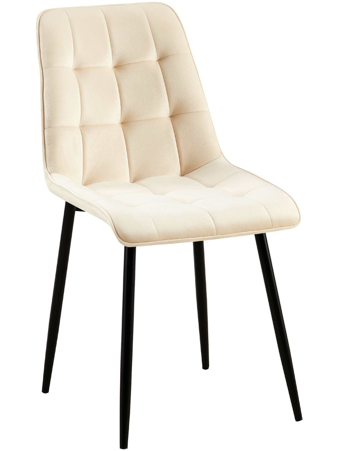 Chaise de salle à manger en velours Gifford, crème