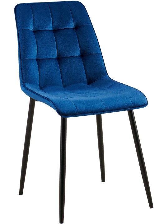 Chaise de salle à manger en velours Gifford, bleu foncé