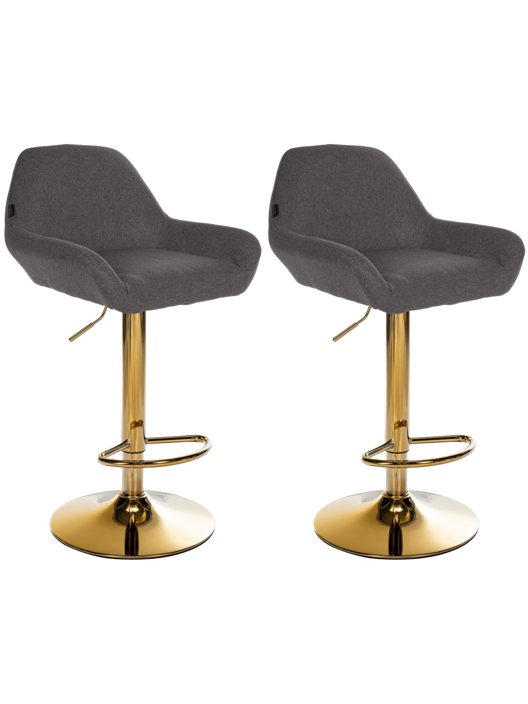 Lot de 2 Tabourets de Bar Braga Tissu Doré, gris foncé