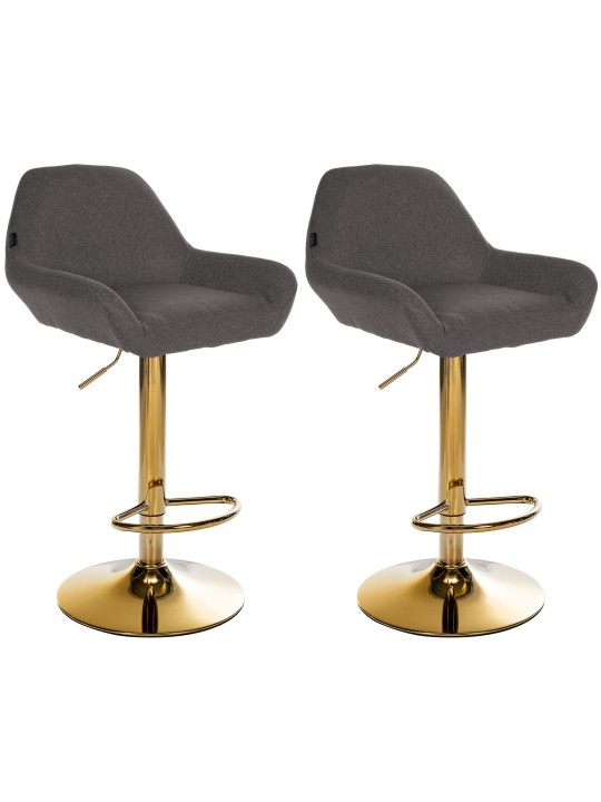 Lot de 2 Tabourets de Bar Braga Tissu Doré, gris foncé Lot de 2 Tabourets de Bar Braga Tissu Doré, gris foncé