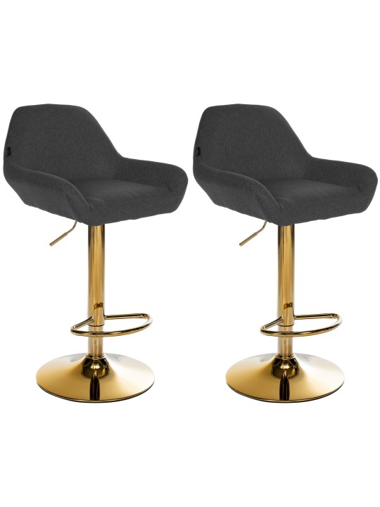 Lot de 2 Tabourets de Bar Braga Tissu Doré, noir