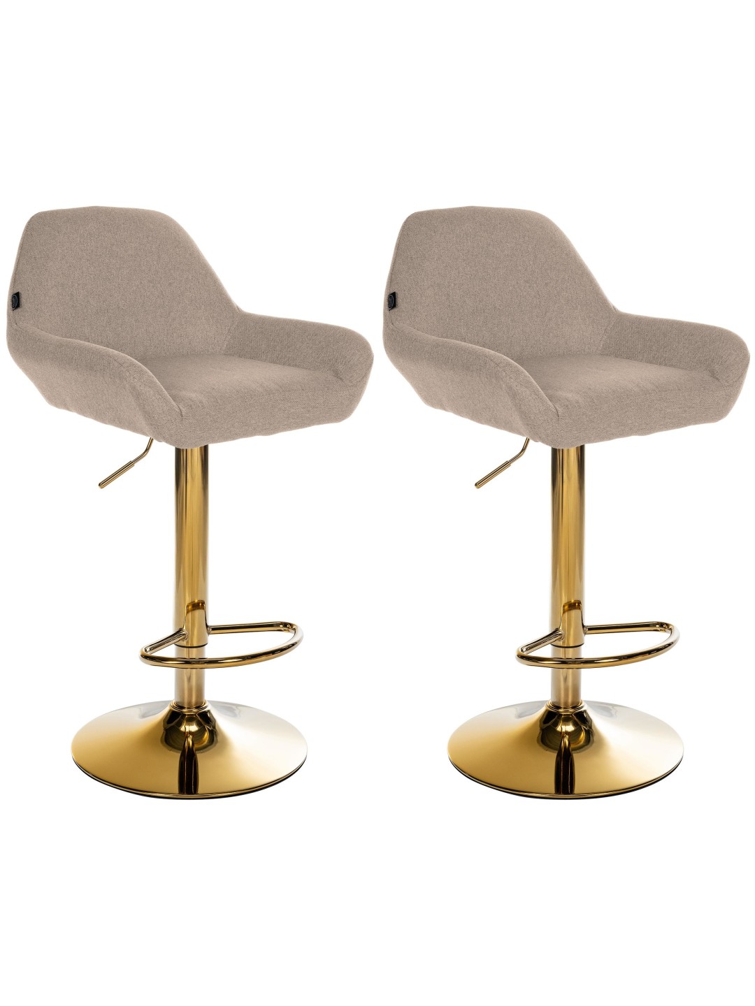 Lot de 2 Tabourets de Bar Braga Tissu Doré, taupe
