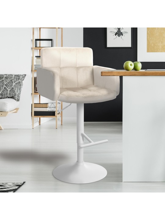 Tabouret de bar Los Angeles velours, crème