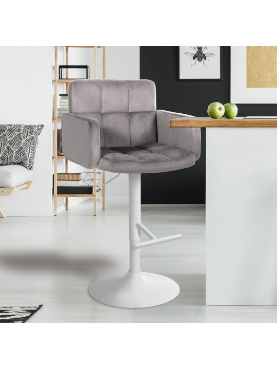 Tabouret de bar Los Angeles velours, gris