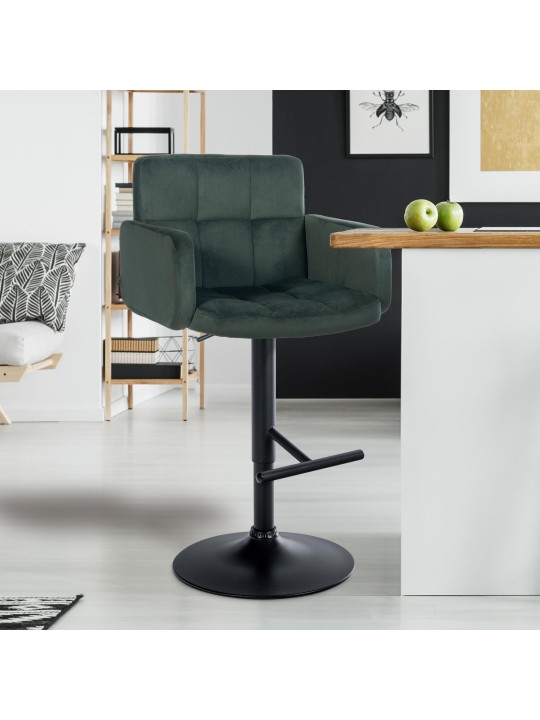 Tabouret de bar Los Angeles velours, vert foncé