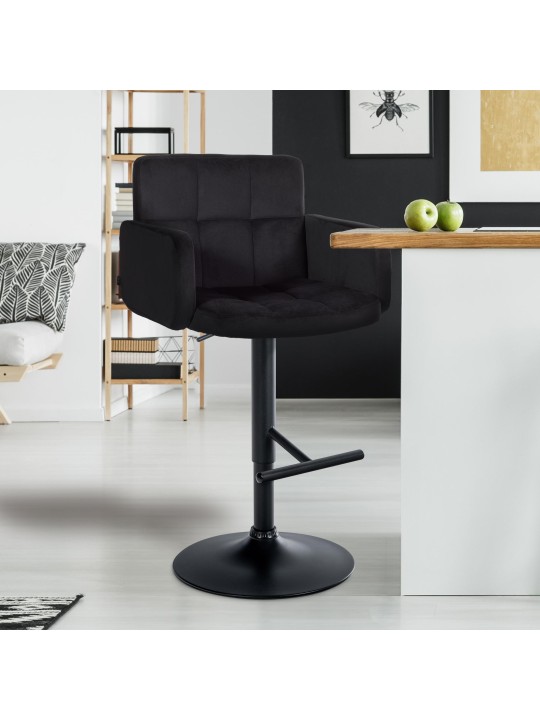 Tabouret de bar Los Angeles velours, noir