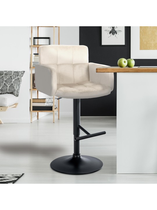 Tabouret de bar Los Angeles velours, crème