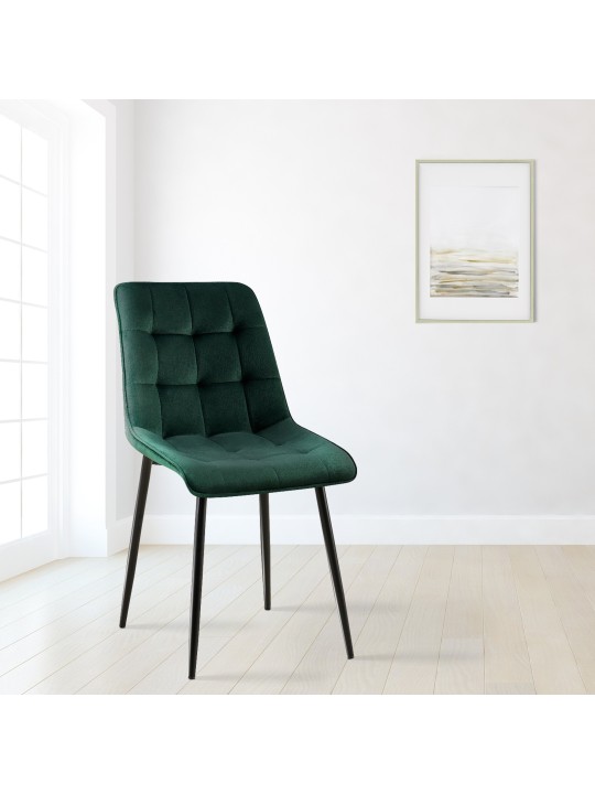 Chaise de salle à manger en velours Gifford, vert