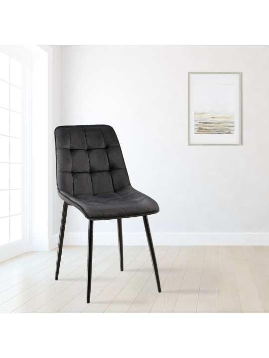 Chaise de salle à manger en velours Gifford, noir Chaise de salle à manger en velours Gifford, noir