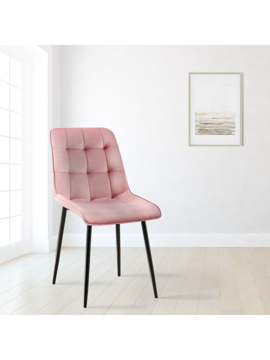 Chaise de salle à manger en velours Gifford, rose Chaise de salle à manger en velours Gifford, rose