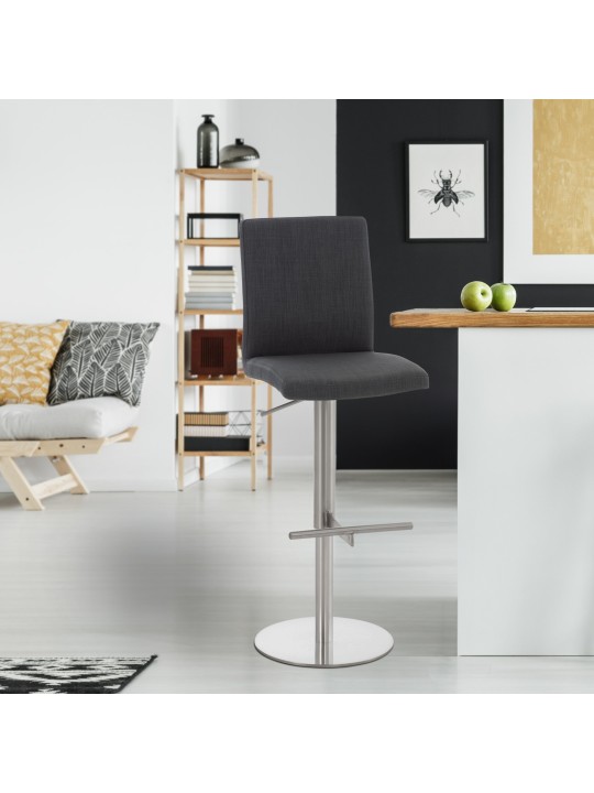Tabouret de bar Cadiz tissu acier inoxydable, gris foncé Tabouret de bar Cadiz tissu acier inoxydable, gris foncé