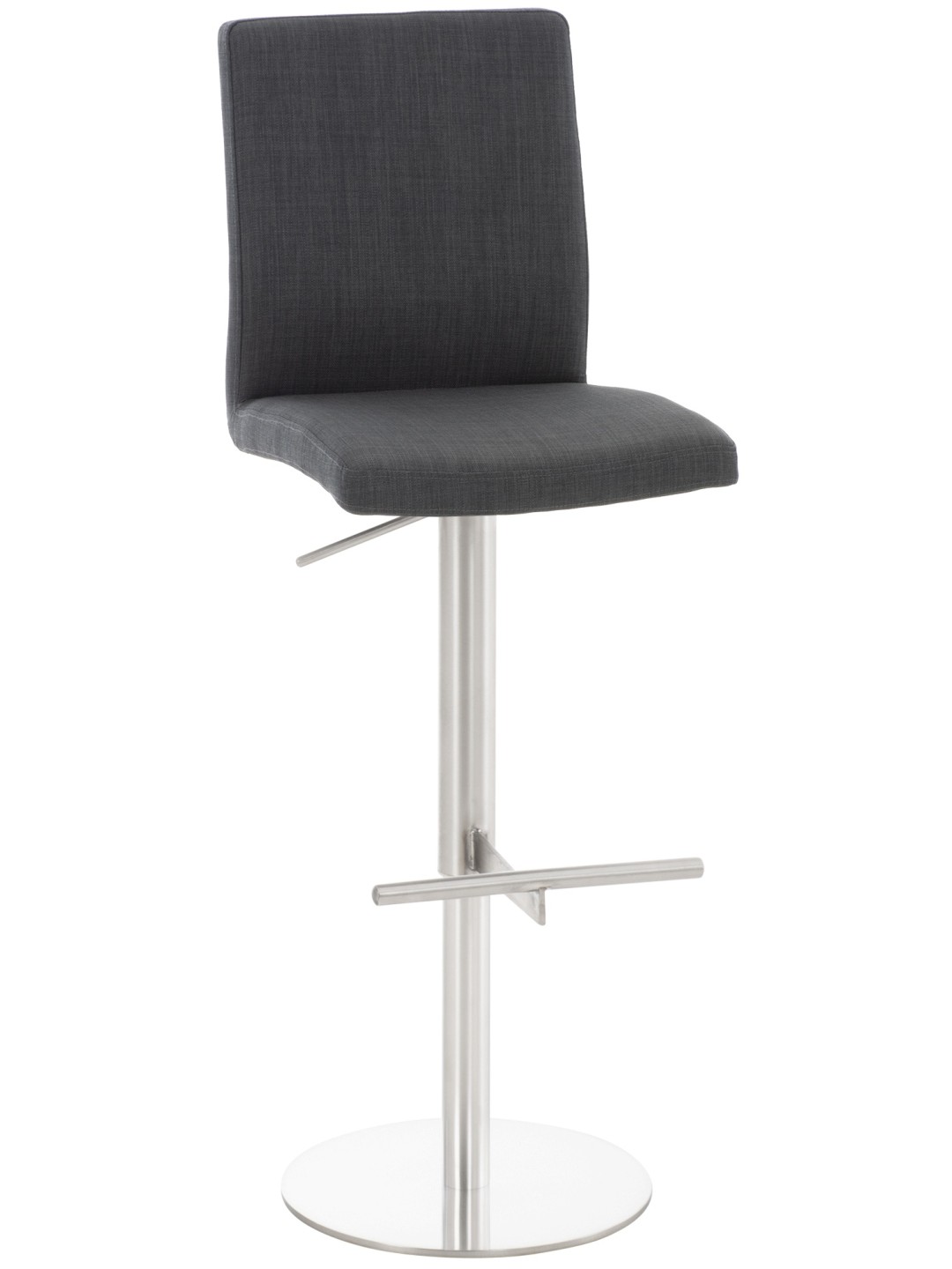 Tabouret de bar Cadiz tissu acier inoxydable, gris foncé