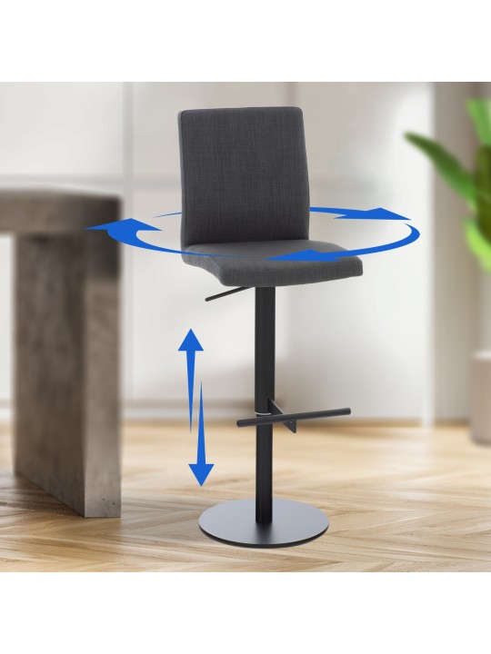 Tabouret de bar Cadix tissu, gris foncé