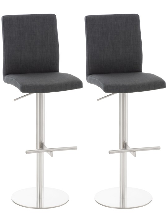Lot de 2 tabourets de bar Cadiz tissu acier inoxydable, gris foncé Lot de 2 tabourets de bar Cadiz tissu acier inoxydable, gris foncé