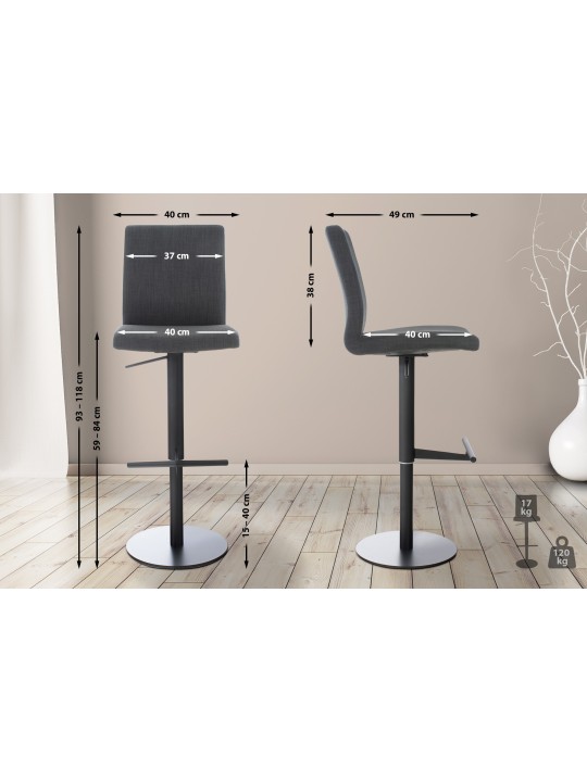 Lot de 2 tabourets de bar Cadix tissu, gris foncé Lot de 2 tabourets de bar Cadix tissu, gris foncé