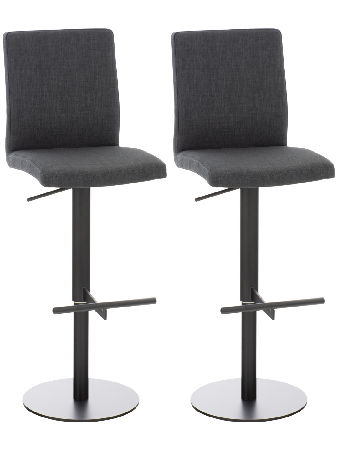 Lot de 2 tabourets de bar Cadix tissu, gris foncé