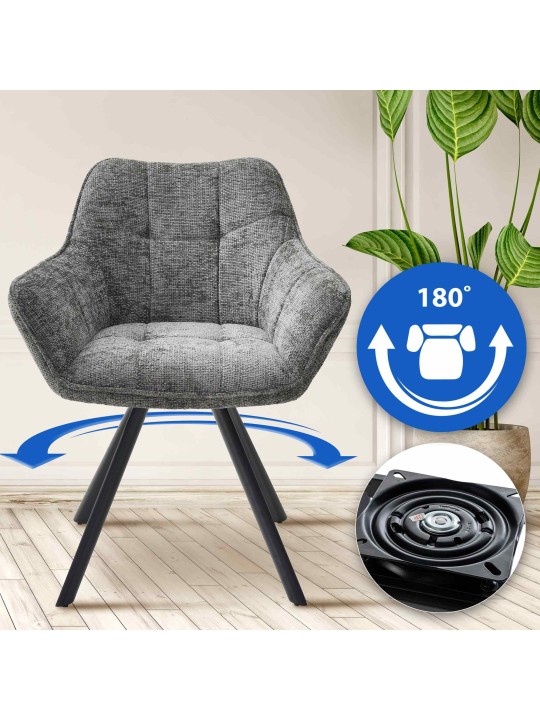 Chaise de salle à manger en tissu Scott, gris foncé Chaise de salle à manger en tissu Scott, gris foncé