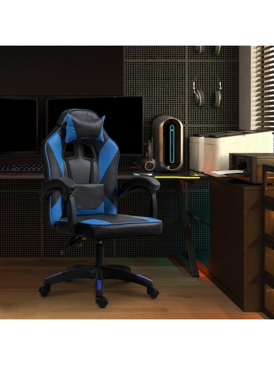 Chaise de bureau Orkney simili cuir, noir/bleu Chaise de bureau Orkney simili cuir, noir/bleu