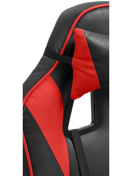 Chaise de bureau Orkney simili cuir, noir/rouge