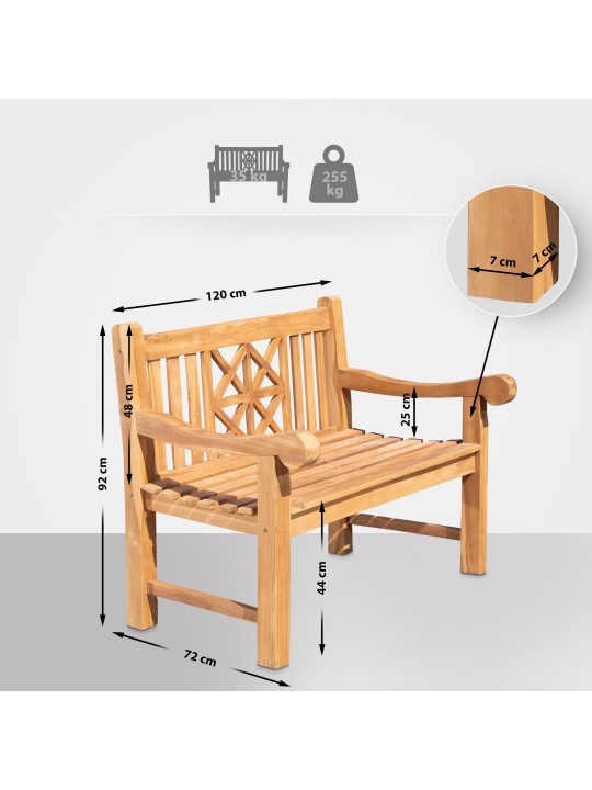 Banc en teck Florida 120 cm, teck Banc en teck Florida 120 cm, teck