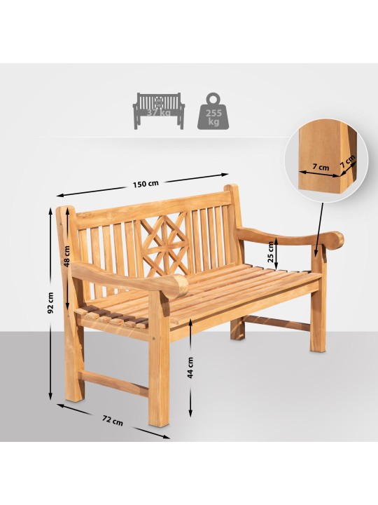 Banc en teck Florida 150 cm, teck Banc en teck Florida 150 cm, teck