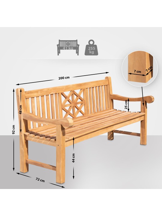 Banc en teck Florida 200 cm, teck Banc en teck Florida 200 cm, teck