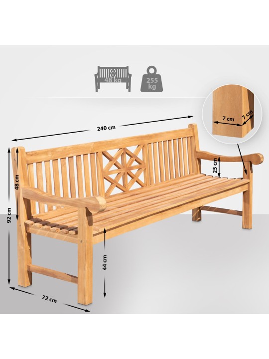 Banc en teck Florida 240 cm, teck Banc en teck Florida 240 cm, teck