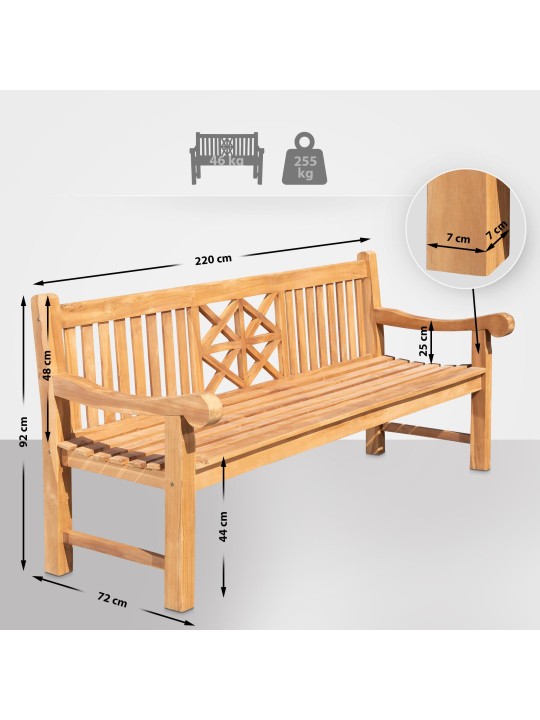 Banc en teck Florida 220 cm, teck Banc en teck Florida 220 cm, teck