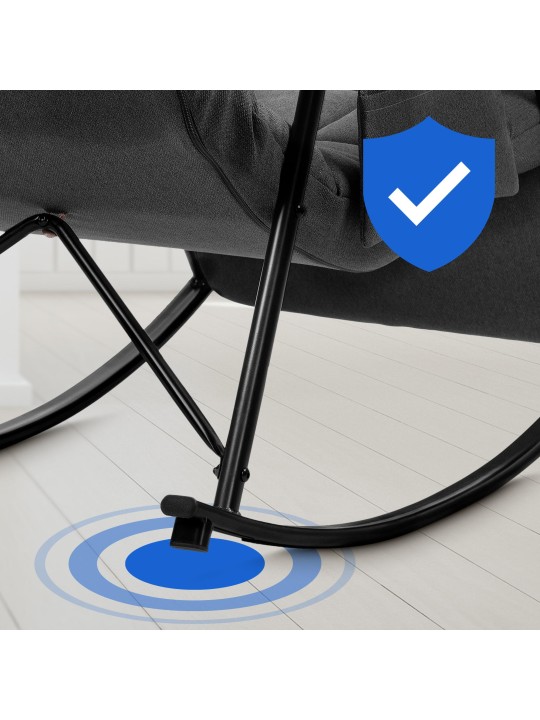 Fauteuil à bascule Cathy tissu, gris foncé