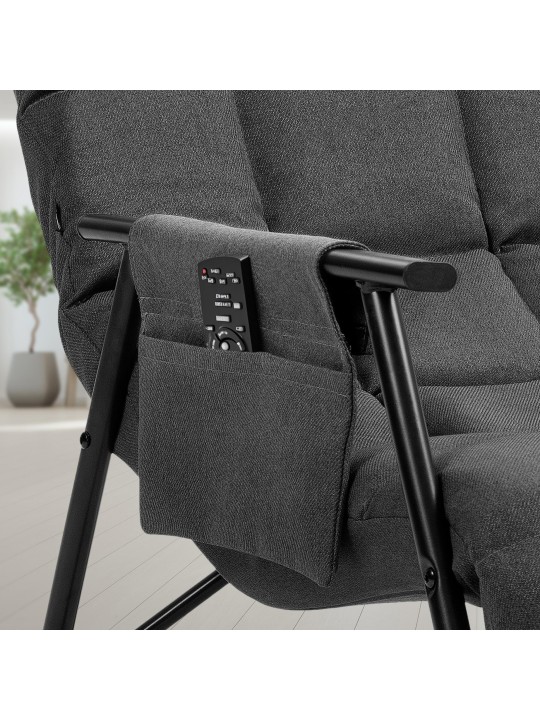 Fauteuil à bascule Cathy tissu, gris foncé